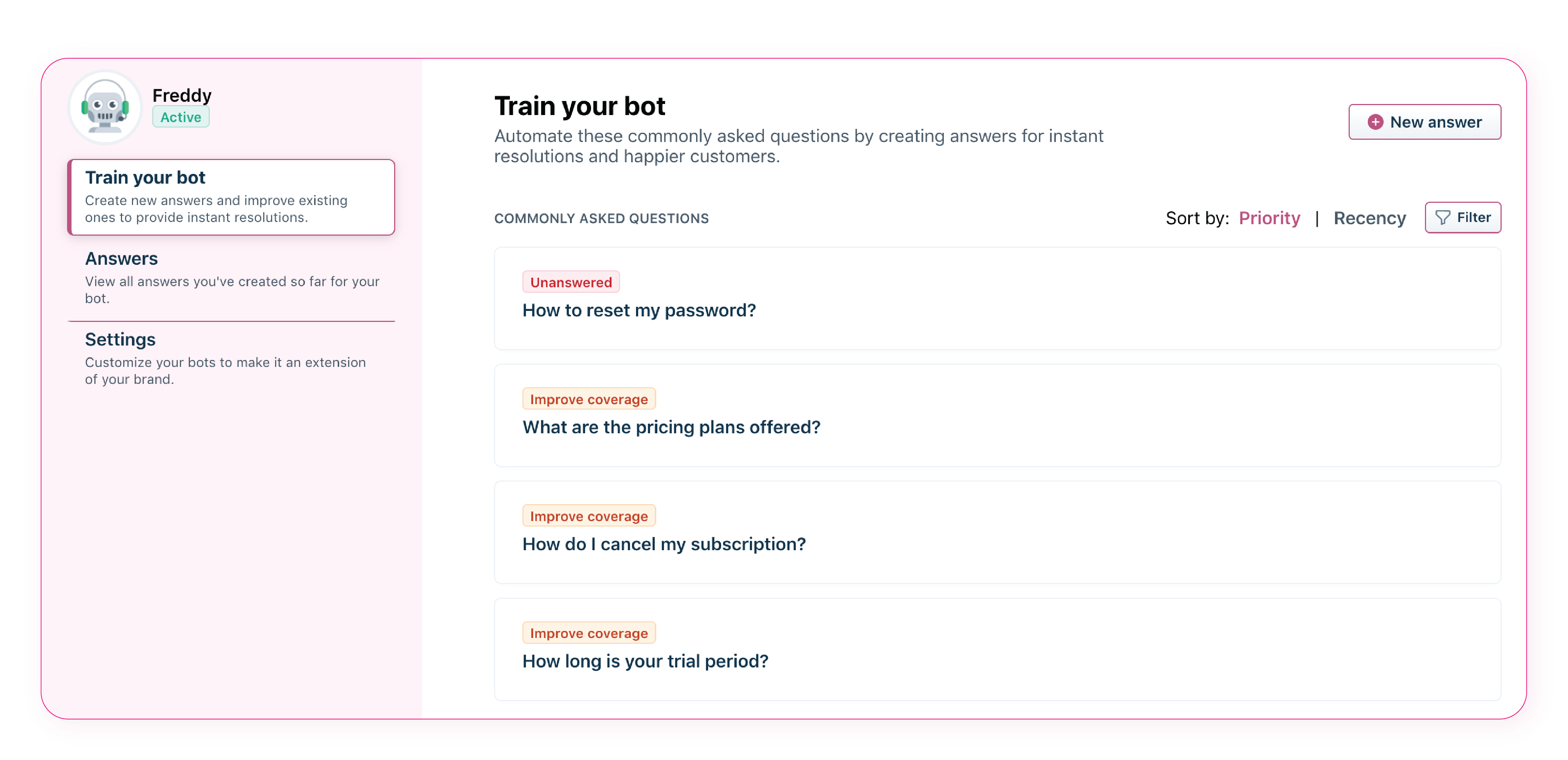 Freshcaller's AI powered auto answer voice bot Freshcaller BCP for a business call center