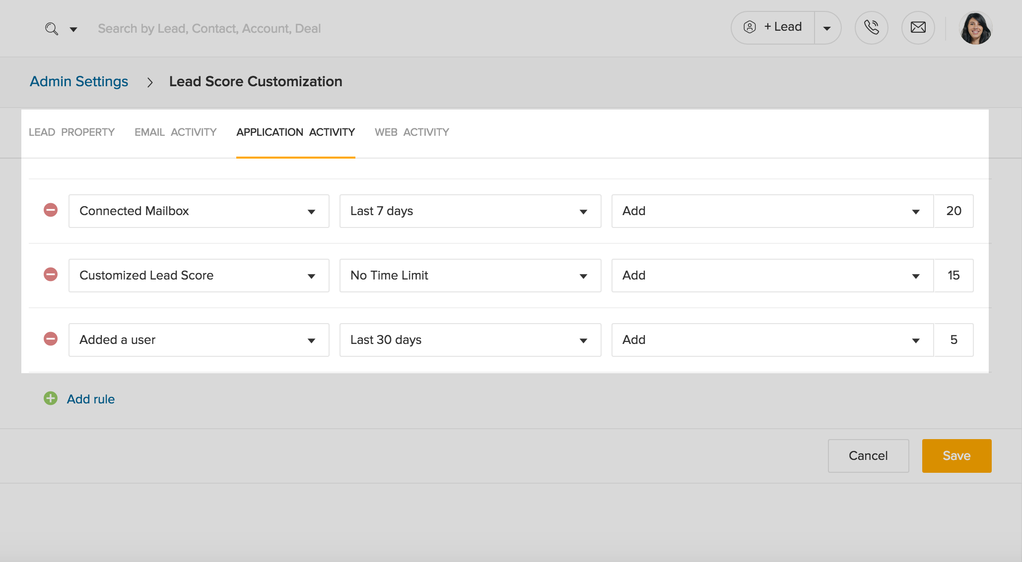 Leadscore rules