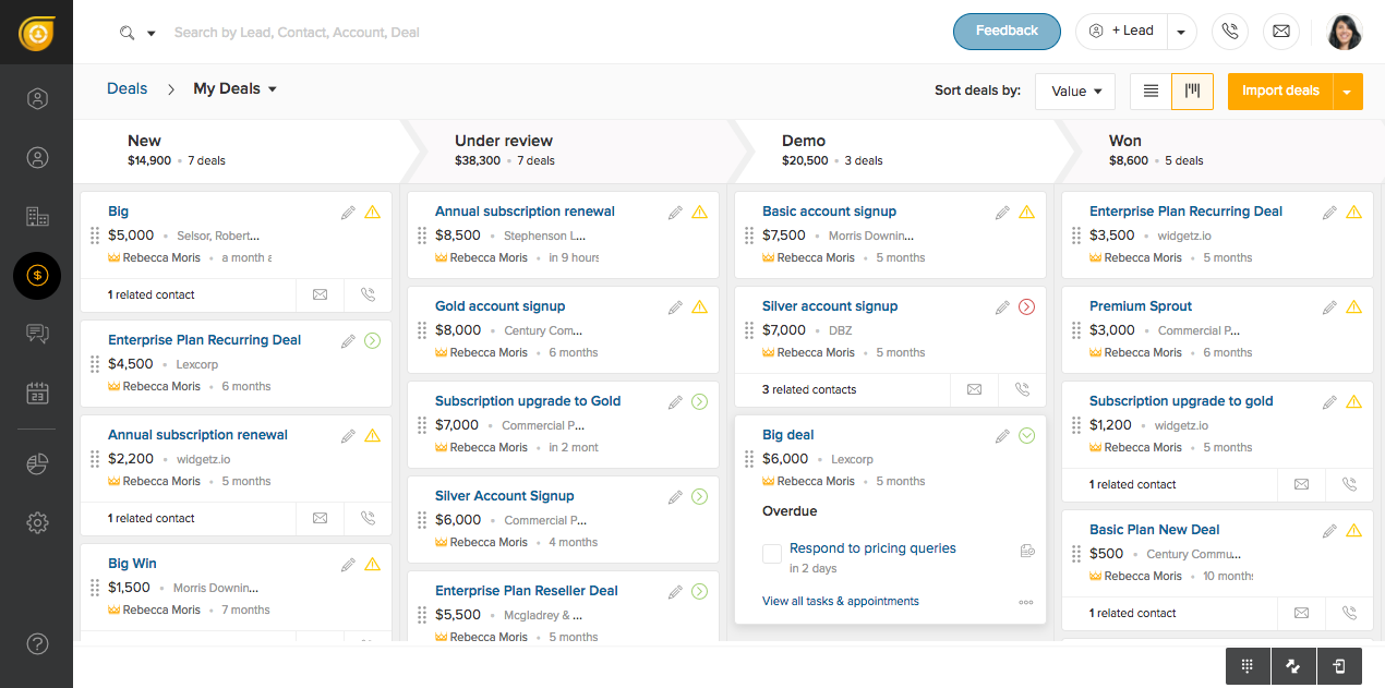 deal pipeline now prioritizes tasks and appointments sales tasks