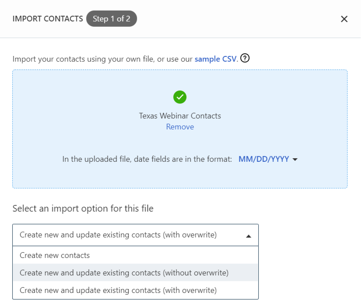 Create new and update existing contacts (without overwrrite)