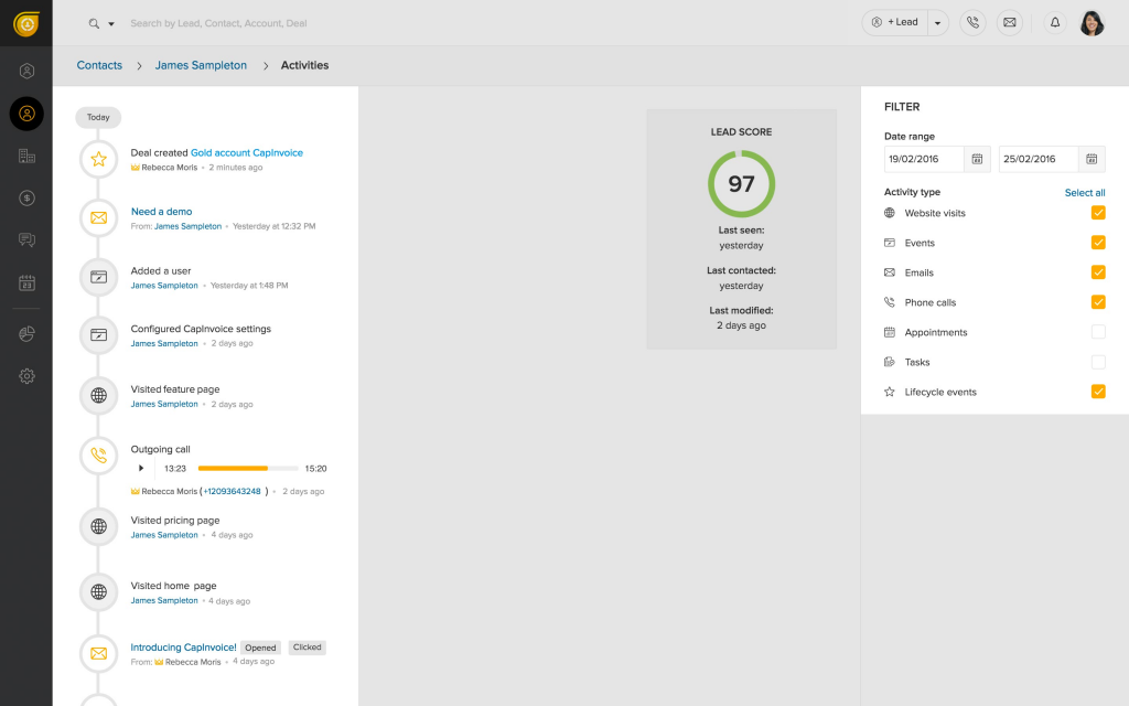 Activity Timeline in the CRM