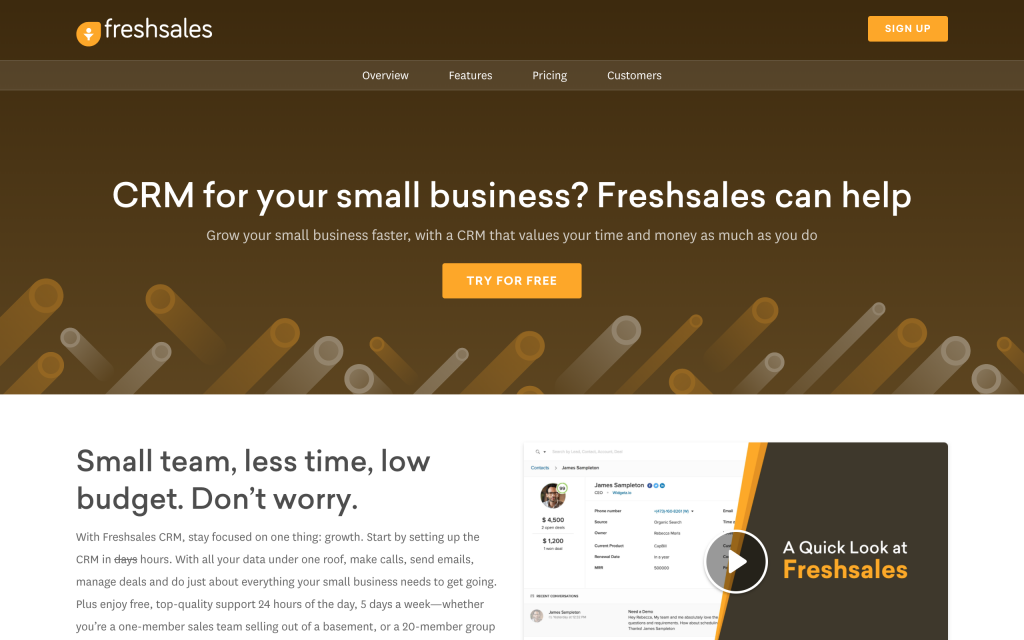 Landing page to generate sales leads