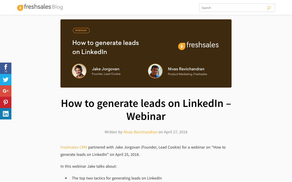 Webinar about How to generate online leads transcript as a blog post