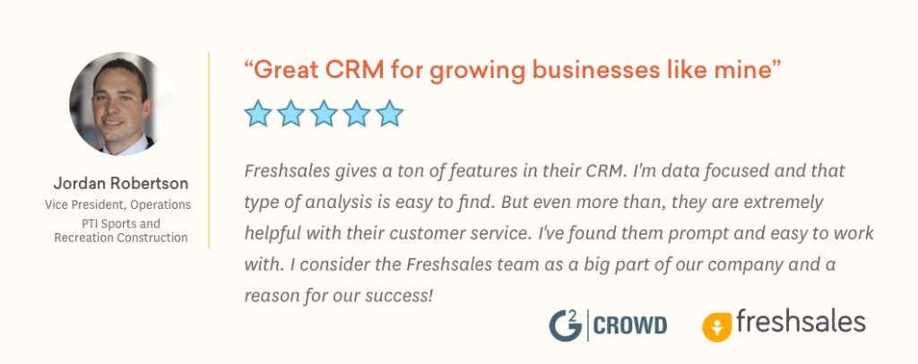 Freshsales Recognized in G2 Crowd’s Best Software Awards 2019 Jordan Testimonial