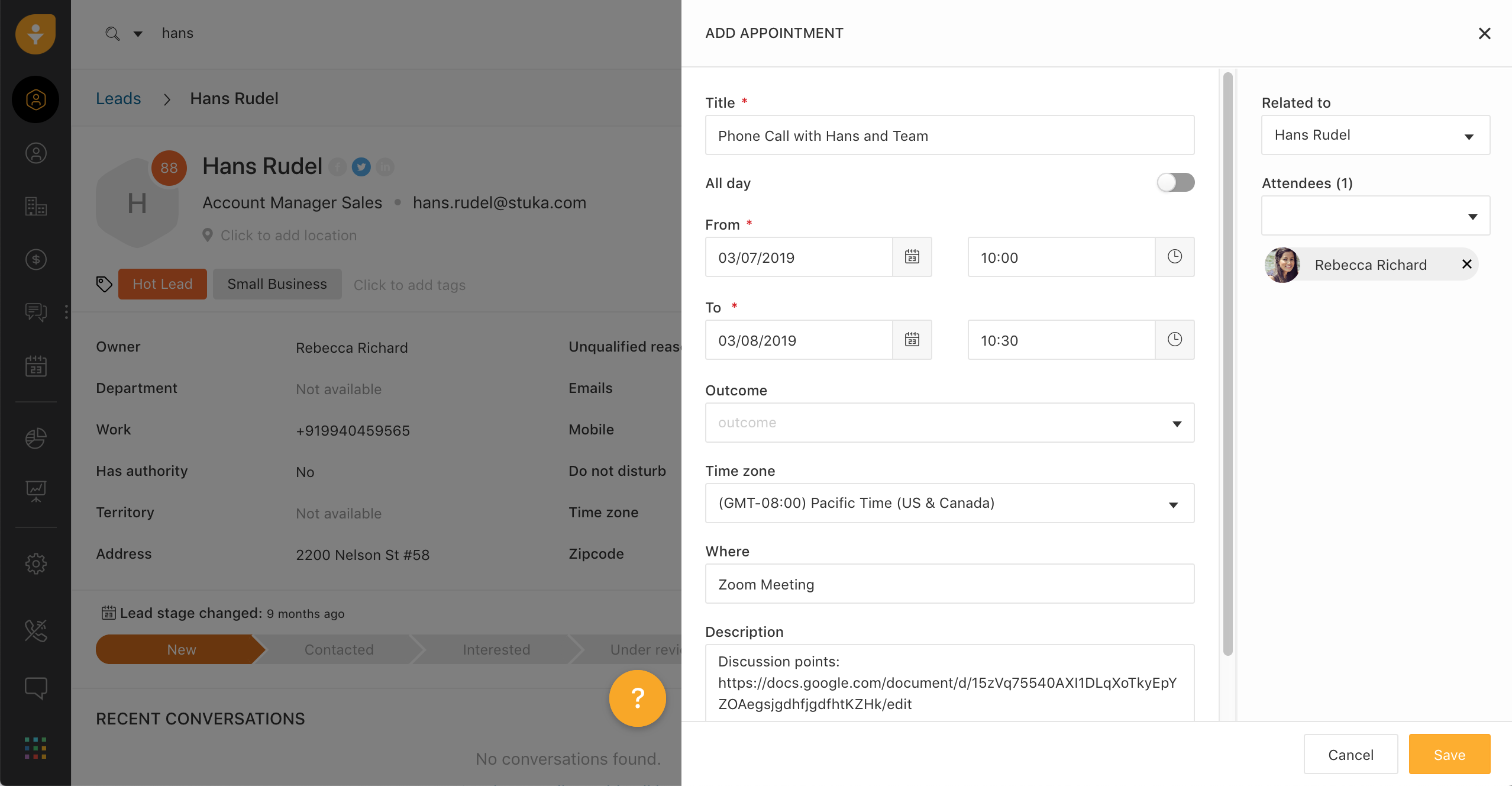 Create an Appointment