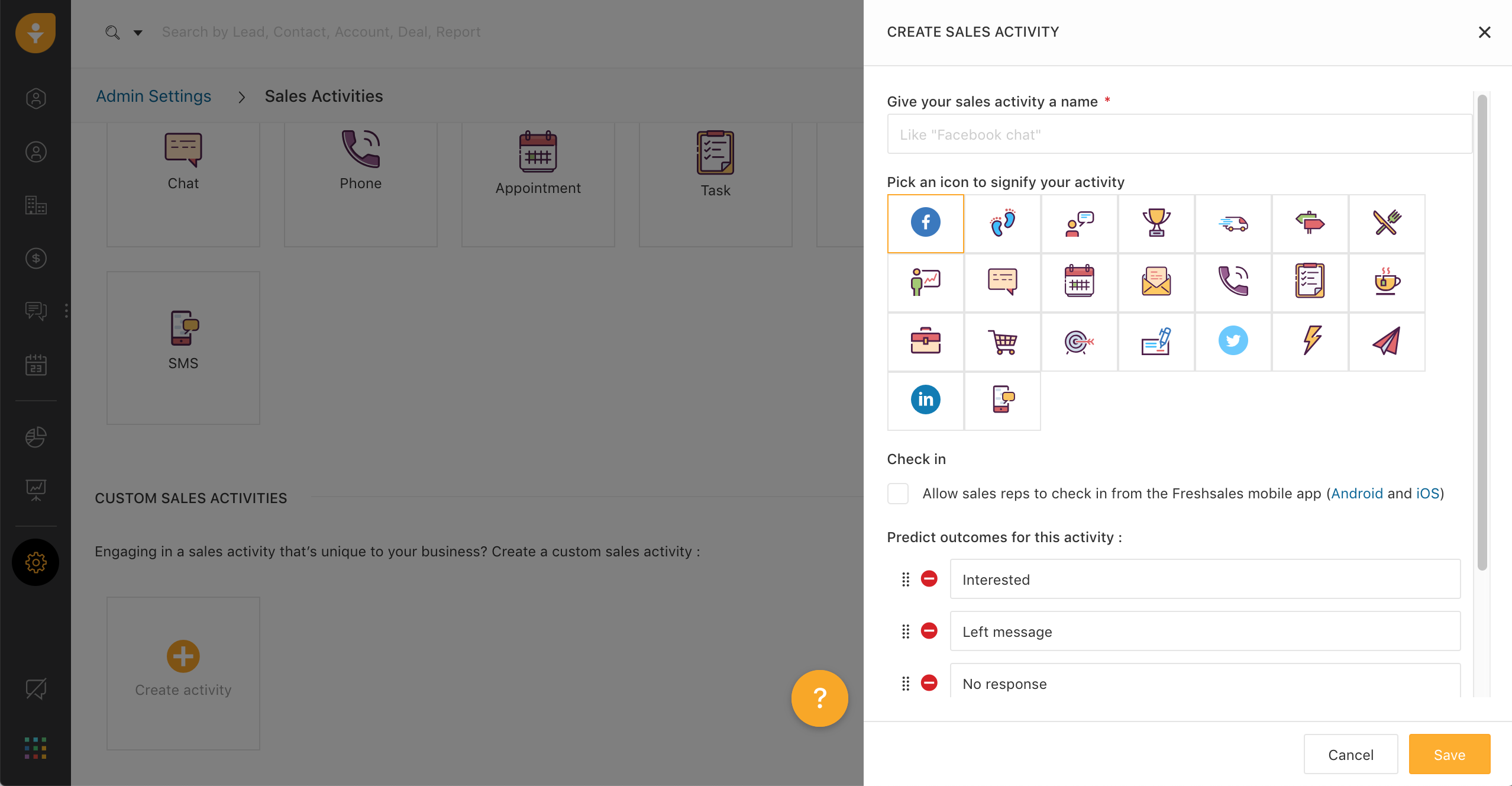 Create a custom sales activity