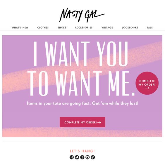 nastry gal abandoned cart emails freshchat