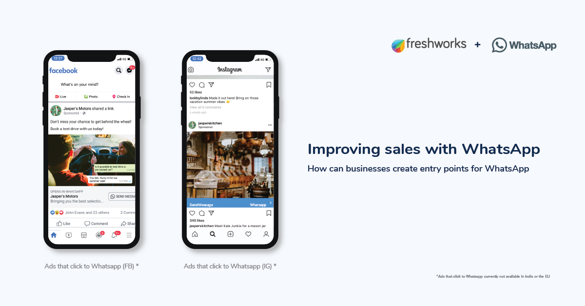 Use Facebook and Instagram ads to redirect leads to WhatsApp for sales